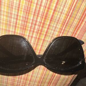 Betsey Johnson Black Sunglasses white striped